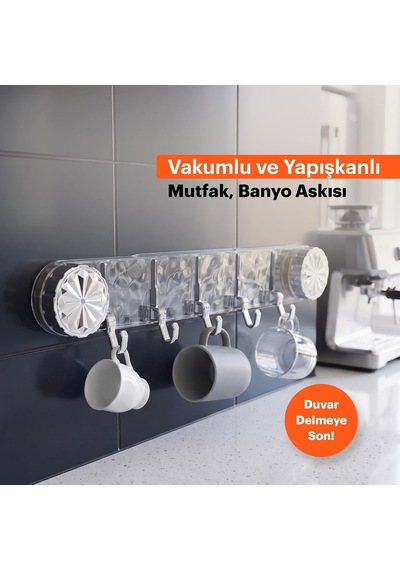 Vakumlu Ve Yapışkanlı Askı Mutfak Ve Banyo İçin Delme Gerektirmeyen Duvar Askılığı Çok Renkli
