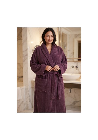 Mürdüm Renk Unisex Battal Boy Bornoz %100 Bambu Mor