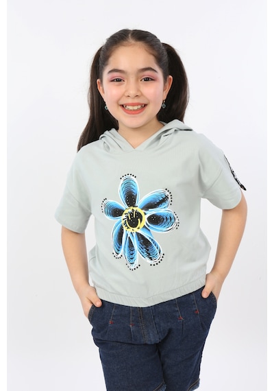 Toontoy Kids Toontoy Kız Çocuk Önü Çiçek Baskılı Tişört Yeşil Toontoy Kids Toontoy Kız Çocuk Önü Çiçek Baskılı Tişört Yeşil