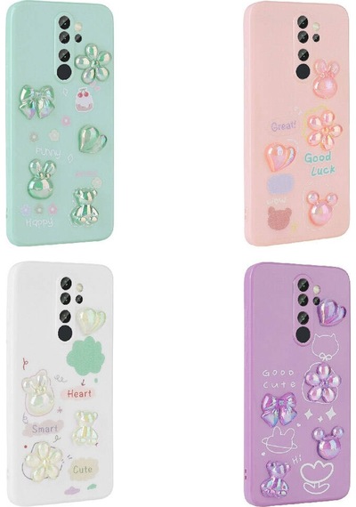 Noktaks - Redmi Note 8 Pro Uyumlu Kılıf Kabartma Figürlü Parlak Toys Silikon Kapak - Beyaz - T30176
