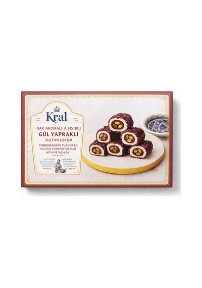 Kral Gül Kaplı Nar Aromalı Antep Fıstıklı Sultan Lokum 454 G