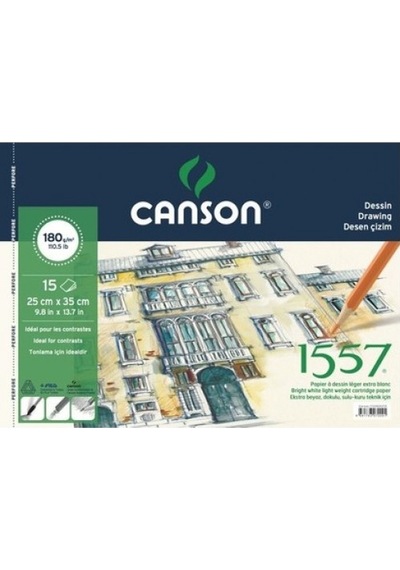 Canson 1557 180gr 25 X 35 15 Yaprak Yandan Spiralli