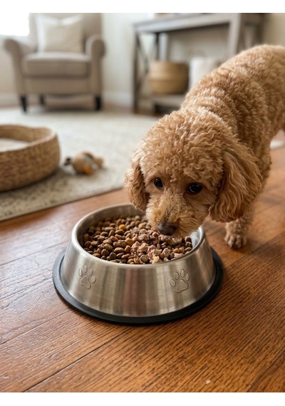 Paslanmaz Çelik Kedi Köpek Mama Ve Su Kabı - Pati Desenli Kaymaz Taban 22 Cm