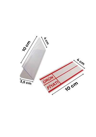 10 Adet Standlı Etiket Seti 10x4 Cm Silinebilir Ayaklı Vitrin