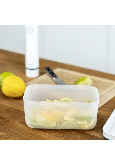 & Save Vakumlu Saklama Kabı, M, Plastik, Yari Şeffaf-akdeniz Mavisi