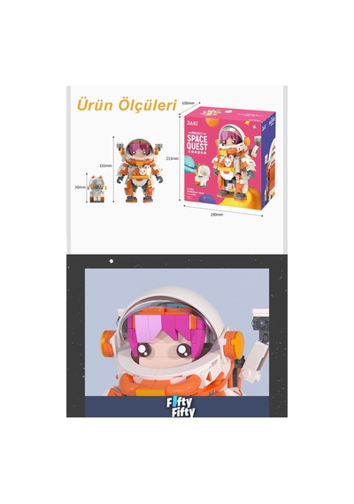 Jaki Space Quest Serisi Turuncu Astronot-jk9108 497 Parça Oyuncak Yapım Seti