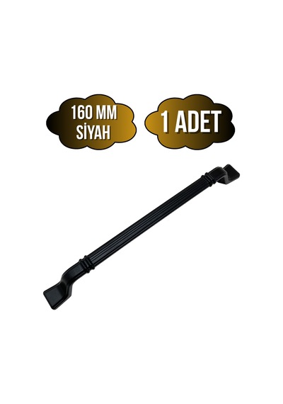 Havai Çizgili Siyah Metal Dolap Kulpu Mobilya Ve Mutfak Dolap Kulpu Siyah 160mm 1 Adet Siyah