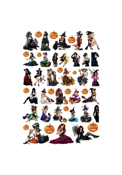 47 Adet Fairygrunge Gotik Witch Cadılar Bayramı Sticker Seti - Etiket Seti Scrapbook Bullet Journal Çok Renkli