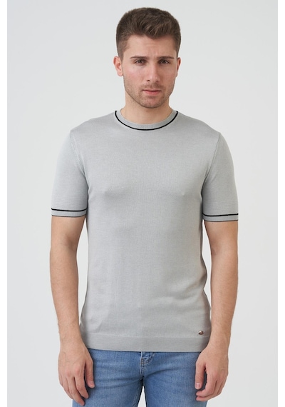 White Stone Seattle 16024 Slim Fit Sıfır Yaka T-shirt Gri - Gri