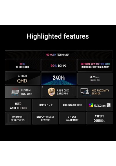 Rog Strix Xg27aqdmes 26.5 Oled 240hz 0.03ms 2k Qhd Adaptive Sync Qd-oled Pivot Gaming Monitör