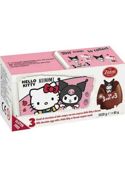 Zaini Hello Kitty Kuromi Sürpriz Çikolatalı Yumurta 3'lü 1 Paket