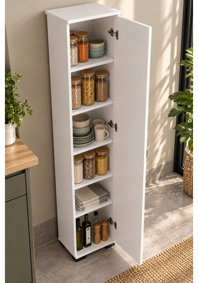 Sulorahome Çok Amaçlı Beyaz Kiler Dolabı 30 Cm Genişlik