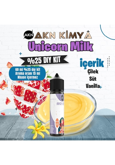 Unicorn Milk Cutwood Yoğun Dıy Kit Çilek Süt Vanilya Gıda Aroması %25 Oranda Aroma İçerir Hazır Değildir 60 Ml