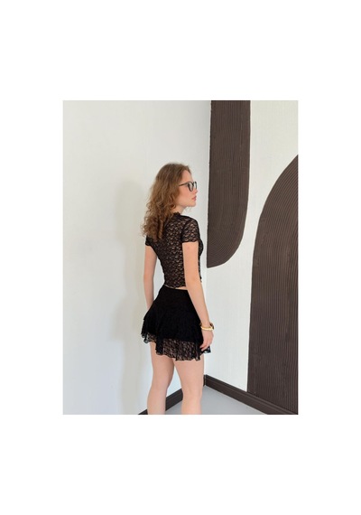 Verymoda D 2996 Taşlı Dantel Etek D2996 Siyah