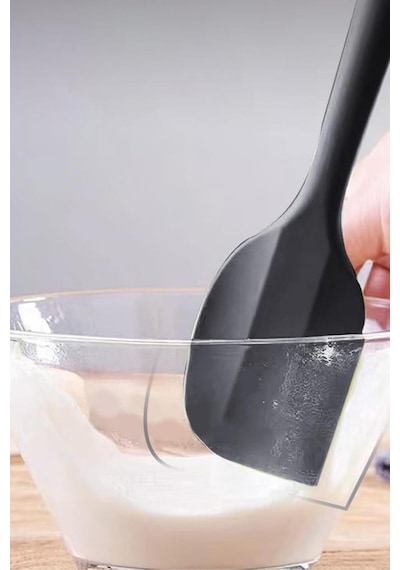 Silicolife Büyük Spatula, Isıya Dayanıklı Yanmaz Yapışmaz Tek Parça Silikon Spatula 26cm Siyah Siyah