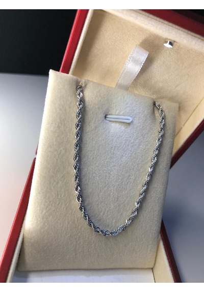 2.5mm Burgu Halat Beyaz Renk Çelik Kolye Işıklı Kutuda Sevgiliye Eşe Babaya Hediye Kolye