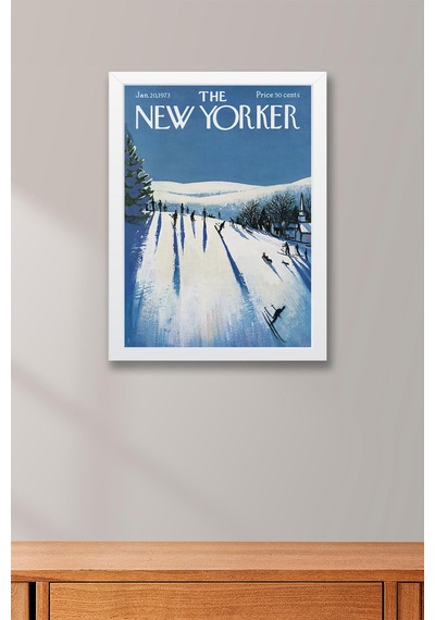 The New Yorker Çerçeveli Tablo January 20 1973 - Skiing Kayak Tablosu