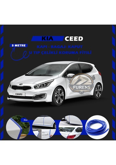 Kia Ceed Oto Araç Kapı Koruma Fitili 5 Metre Parlak Mavi Renk