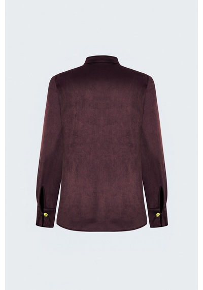 Sateen Süet Gömlek - Bordo-138121