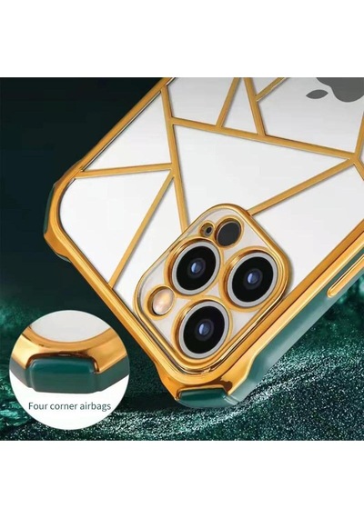 Apple Uyumlu iPhone 13 Pro Elektro Lazer - Darbe Emici - Kamera Korumalı Lüks Lazer Kılıf Arka Kapak 8774 Turkuaz