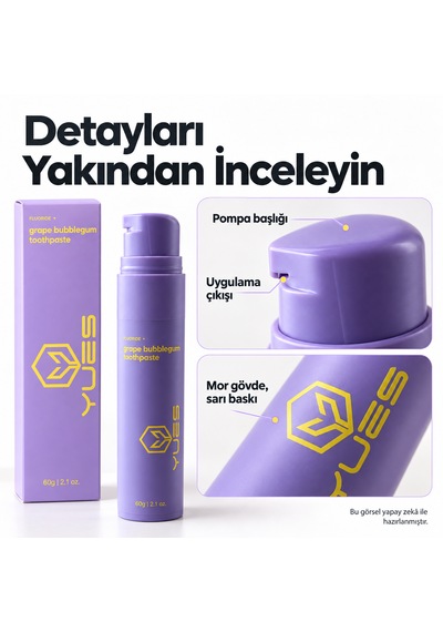 Yues Üzümlü Sakız Aromalı Florürlü Pompalı Diş Macunu 60 G Beyazlatma