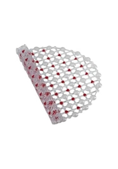 Eko Serisi Banyo - Küvet İçi Kaydırmaz Vantuzlu Oluklu Oval Paspas 63 X 34 Cm, Kırmızı Açık Gri