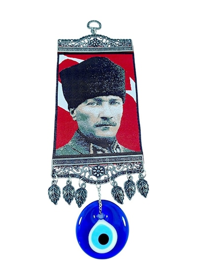 Büyük Mustafa Kemal Atatürk Resimli Cam Nazar Boncuğu Duvar Dekor