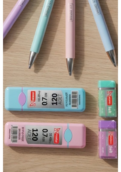 X Dekomus Pastel Touch Collection 12 Parça Kırtasiye Seti 4 Adet Fosforlu Kalem, Uçlu Kalem&2 Adet Tüp Uç, Silgi Altın