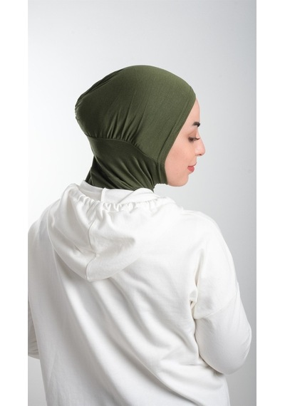 Hürrem Bone Zümrüt Pratik Hazır Geçmeli Tesettür Bone Sandy Kumaş Spor Hijab Zümrüt