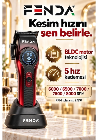 Fenda Profesyonel Saç Kesme Makinesi Kırmızı