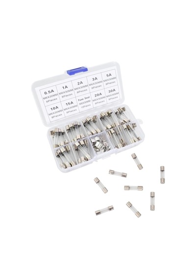 Electroon 6x30mm Büyük Cam Sigorta 72adet 9 Çeşit Kutulu Set