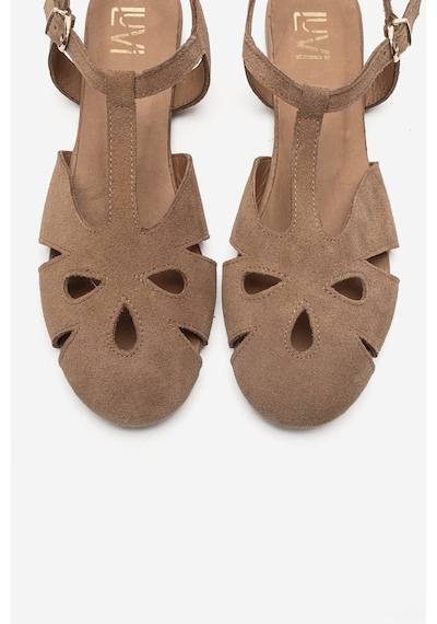 Luvi Shoes Nathalıe Toprak Süet Hakiki Deri Kadın Sandalet