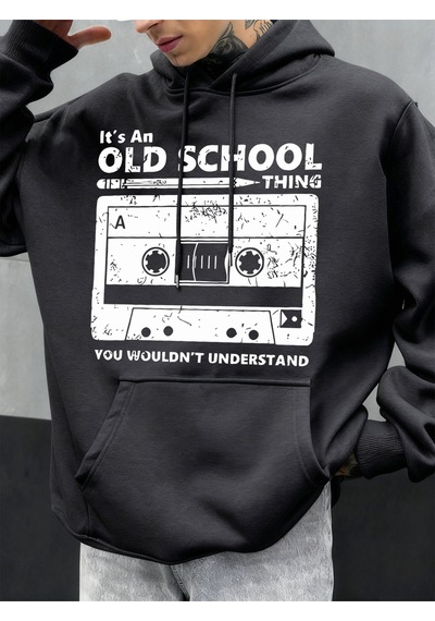 Startmore Startmoreeski Okul Tarzı Baskılı Erkek Kapüşonlu Sweatshirt Sonbahar Hip Hop Kapüşonlu Günlük Polar Sp Antrasit