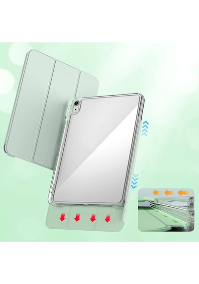 Apple Uyumlu iPad 10. Nesil 10.9 Kılıf Kalem Bölmeli Akrilik Şeffaf Ayrılabilir Case A2696 A2757 A2777