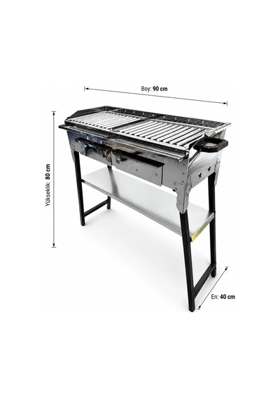 Krom Kartlanır Ayak Mangal-küllüklü-1.5 Mm Sac Kalınlıgı-yağdanlıklı Üst Izgara