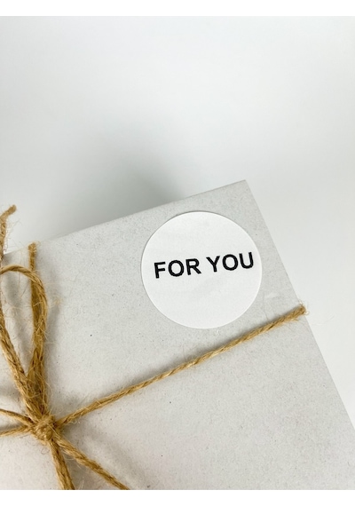 For You Siyah Yazılı 3 Cm Yuvarlak Yapışkanlı Sticker Etiket 150 Adet