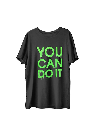 Top Glory Youcan Baskılı Penye Boks Sporcu T-Shirt (532150045) Siyah