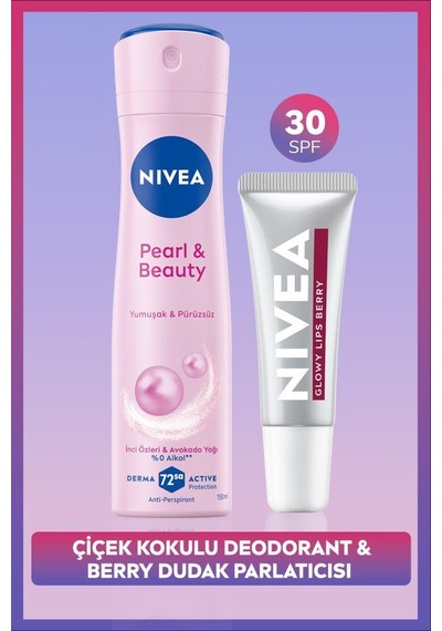 Kadın Sprey Deodorant Pearl&beauty 150ml Ve Berry Renkli Nemlendirici Dudak Parlatıcısı
