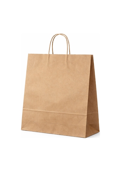 Burgu Saplı Kraft Çanta Kağıt Poşet Butik Mağaza Hediye Tatlı Torbası 33x18x42 Cm 50li