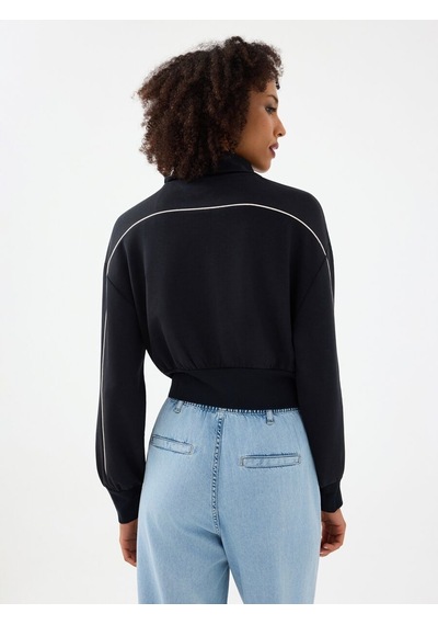 LOFT Long Crop Kadın Sweatshirt Lf2038446 Q1.v1 Siyah