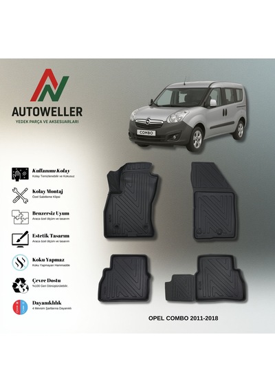 Opel Combo 2011-2018 Uyumlu Havuzlu Oto Paspas Combi