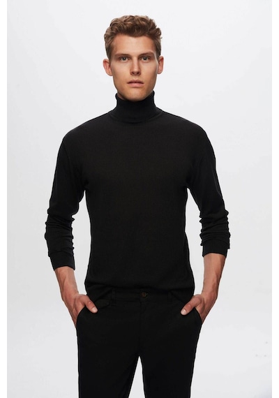 D'S Damat Regular Fit Pamuk Karışımlı Balıkçı Yaka Triko Erkek Kazak 5HF06ORT12007 Siyah
