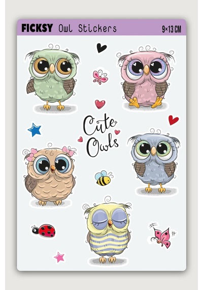 Sevimli Baykuş Sticker Seti - 43 Adet Etiket Çıkartma Diğer