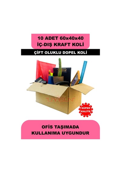 10 Adet 60x40x40 Ev Taşıma Kolisi, Çeyiz Kolisi, Boş Koli, Çift Oluklu Ksssk Dopel