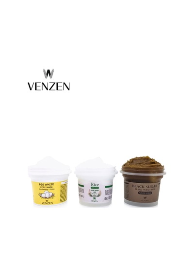 3'lü Set Egg White Pore Gözenek Maske + Black Sugar Peeling Maske + Rice Mask Maske