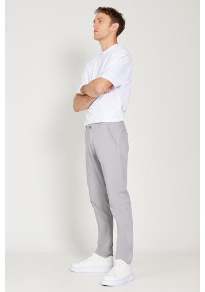 AC&Co / Altınyıldız Classics Erkek Grı Slim Fit Dar Kesim Pamuklu Esnek Chino  Pantolon Gri