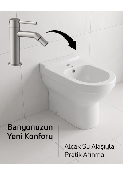 Vitroya Duvara Dayalı Bide Ve Armatür Seti Beyaz