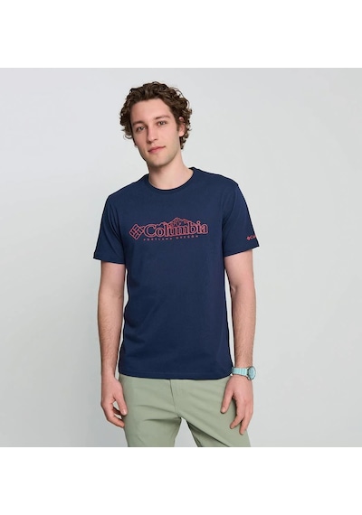 Columbia Csc Branded Peaks Erkek Kısa Kollu Tişört-8055 Koyu Lacivert