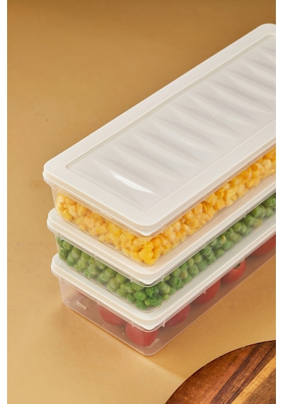 Multi Box 3 Lü Set Saklama Kabı Seti - Dondurucu & Mikrodalga Uyumlu Krem