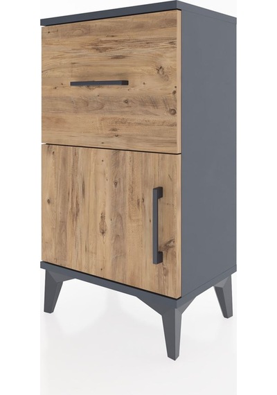 Arges Komodin 3 Raflı Tek Kapaklı 44x30x80 Antrasit-çam Antrasit